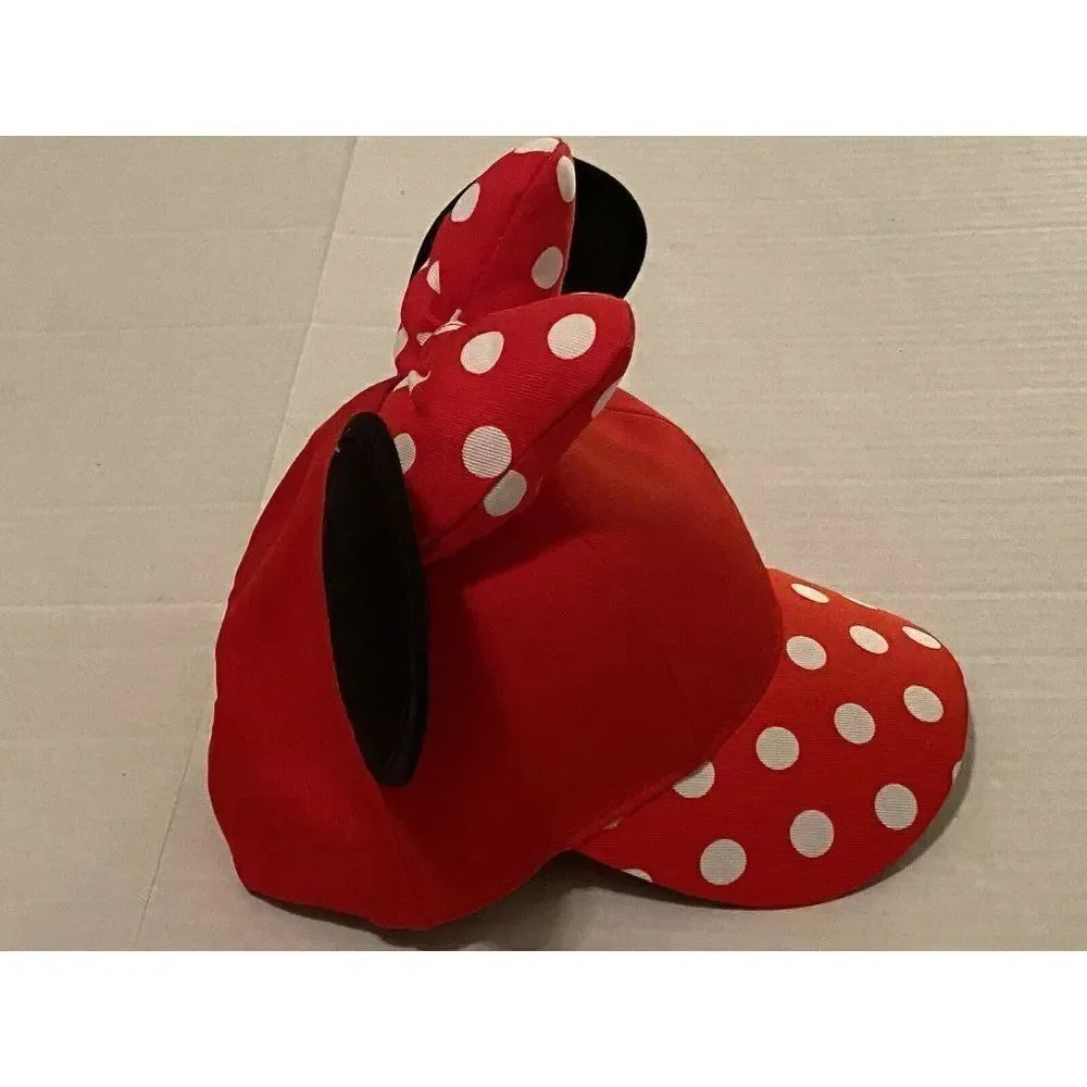 DISNEY Parks Minnie Mouse Cap Hat‎ Ears & Bow Snapback Youth Polka Dots NEW